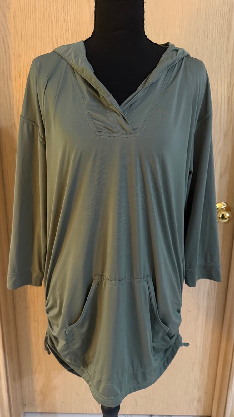 prAna Mantra Bay Hooded Tunic Swim Cover Up Green Size S